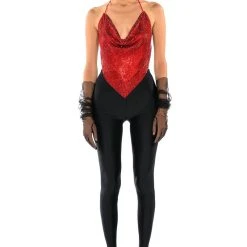 MIAMI ON THE LINE RHINESTONE CHAINMAIL TOP -helmut shop miami on the line chainmail top red 6 6