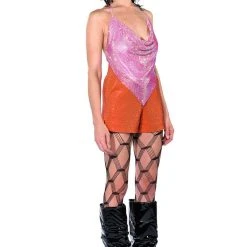 MIAMI ON THE LINE EXCEPTIONAL CHAINMAIL TOP -helmut shop miami on the line exceptional chainmail top light pink 11 11