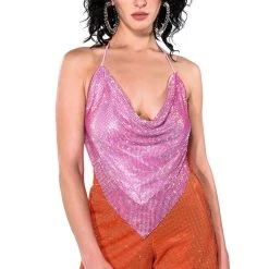 MIAMI ON THE LINE EXCEPTIONAL CHAINMAIL TOP -helmut shop miami on the line exceptional chainmail top light pink 5 5