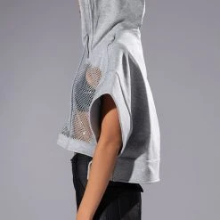 MIDNIGHT CALLS CROPPED DOLMAN SLEEVE RHINESTONE HOODIE -helmut shop midnight calls cropped dolman sleeve rhinestone hoodie heather grey 4 4