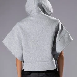 MIDNIGHT CALLS CROPPED DOLMAN SLEEVE RHINESTONE HOODIE -helmut shop midnight calls cropped dolman sleeve rhinestone hoodie heather grey 5 5