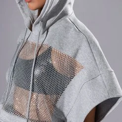 MIDNIGHT CALLS CROPPED DOLMAN SLEEVE RHINESTONE HOODIE -helmut shop midnight calls cropped dolman sleeve rhinestone hoodie heather grey 6 6