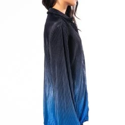 MIDNIGHT STUNNER OMBRE PLISSE BUTTON DOWN -helmut shop midnight stunner ombre plisse button down blue multi 5 5