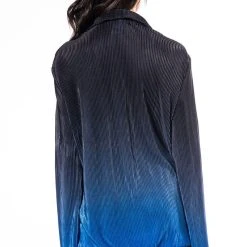MIDNIGHT STUNNER OMBRE PLISSE BUTTON DOWN -helmut shop midnight stunner ombre plisse button down blue multi 6 6