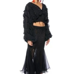 MILANIA LAYERED CHIFFON DEEP V BLOUSE -helmut shop milania layered chiffon deep v blouse black 4 4