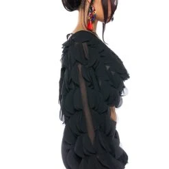 MILANIA LAYERED CHIFFON DEEP V BLOUSE -helmut shop milania layered chiffon deep v blouse black 5 5