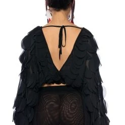 MILANIA LAYERED CHIFFON DEEP V BLOUSE -helmut shop milania layered chiffon deep v blouse black 6 6