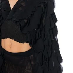 MILANIA LAYERED CHIFFON DEEP V BLOUSE -helmut shop milania layered chiffon deep v blouse black 7 7