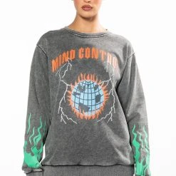 MIND CONTROL CREWNECK SWEATSHIRT -helmut shop mind control crewneck sweatshirt grey multi 4 4