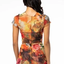 MIND YOURS MESH TOP -helmut shop mind yours mesh top orange multi 7 7