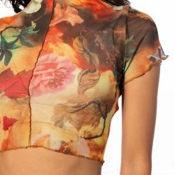MIND YOURS MESH TOP -helmut shop mind yours mesh top orange multi 8 8