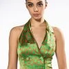 MINDING MY OWN BUTTON VEST TOP -helmut shop minding my own button vest top green multi 1 1 c1