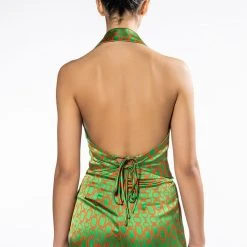 MINDING MY OWN BUTTON VEST TOP -helmut shop minding my own button vest top green multi 5 5 c1