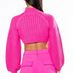 MIRIAM BALLOON SLEEVE CROP SWEATER -helmut shop miriam balloon sleeve crop sweater pink 6 6