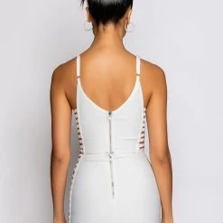 MISBEHAVED BANDAGE CUTOUT CROP TOP -helmut shop misbehaved bandage cutout crop top white 8 8