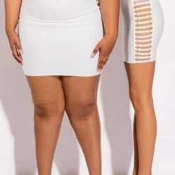 MISBEHAVED BANDAGE CUTOUT MINI SKIRT -helmut shop misbehaved bandage cutout mini skirt white 3 3