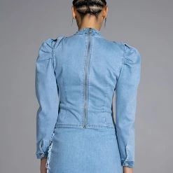 MISS INDEPENDENT DENIM LONG SLEEVE BLOUSE -helmut shop miss independent denim long sleeve blouse blue 12 12