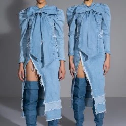 MISS INDEPENDENT DENIM LONG SLEEVE BLOUSE -helmut shop miss independent denim long sleeve blouse blue 6 6