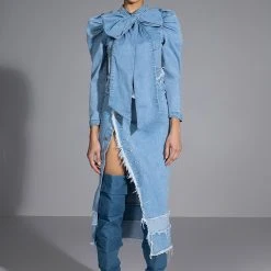 MISS INDEPENDENT DENIM LONG SLEEVE BLOUSE -helmut shop miss independent denim long sleeve blouse blue 7 7