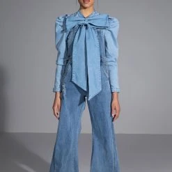 MISS INDEPENDENT DENIM LONG SLEEVE BLOUSE -helmut shop miss independent denim long sleeve blouse blue 9 9