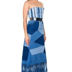 MIX 'N MATCH MAXI DENIM SKIRT -helmut shop mix n match maxi denim skirt medium blue denim 3 3 c1