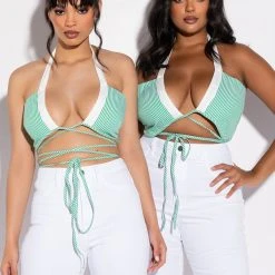 MODERN ART WRAP FRONT POPLIN HALTER CROP TOP -helmut shop modern art wrap front poplin halter crop top green multi 3 3