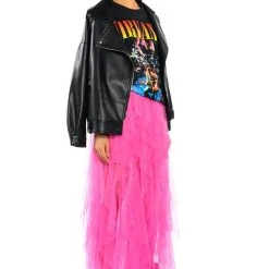 MODERN ROYALTY LAYERED MESH MAXI SKIRT -helmut shop modern royalty layered mesh maxi skirt pink 3 3