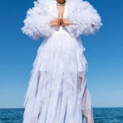 MODERN ROYALTY LAYERED MESH MAXI SKIRT -helmut shop modern royalty layered mesh maxi skirt white 3 3 c1 c1