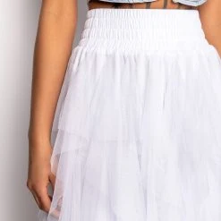 MODERN ROYALTY LAYERED MESH MAXI SKIRT -helmut shop modern royalty layered mesh maxi skirt white 7 7