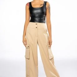 MONEY WIDE LEG CARGO PANTS -helmut shop money wide leg cargo pants beige 8 8
