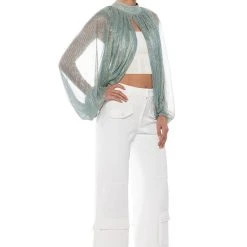 MONICA SHEER OVERLAY BLOUSE 11 MONICA SHEER OVERLAY BLOUSE -helmut shop monica sheer overlay blouse mint 3 3