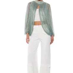 MONICA SHEER OVERLAY BLOUSE 12 MONICA SHEER OVERLAY BLOUSE -helmut shop monica sheer overlay blouse mint 4 4