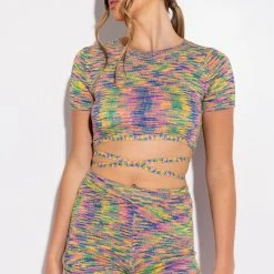 MONROE KEYHOLE BACK LIGHTWEIGHT WRAP KNIT TOP -helmut shop monroe keyhole back lightweight wrap knit top multi 2 2