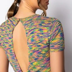 MONROE KEYHOLE BACK LIGHTWEIGHT WRAP KNIT TOP -helmut shop monroe keyhole back lightweight wrap knit top multi 7 7