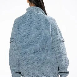 MONTE COZY POCKET DETAIL HALF ZIP SWEATSHIRT -helmut shop monte cozy pocket detail half zip sweatshirt light blue 6 6