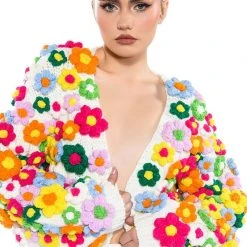 MOTHER NATURE FLOWER DETAIL CARDIGAN -helmut shop mother nature flower detail cardigan multi 2 2 c1