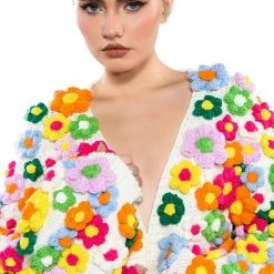 MOTHER NATURE FLOWER DETAIL CARDIGAN -helmut shop mother nature flower detail cardigan multi 3 3 c1