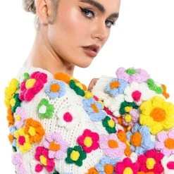 MOTHER NATURE FLOWER DETAIL CARDIGAN -helmut shop mother nature flower detail cardigan multi 4 4 c1