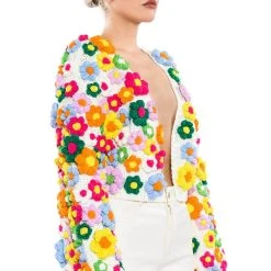 MOTHER NATURE FLOWER DETAIL CARDIGAN -helmut shop mother nature flower detail cardigan multi 5 5 c1