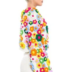 MOTHER NATURE FLOWER DETAIL CARDIGAN -helmut shop mother nature flower detail cardigan multi 8 8 c1