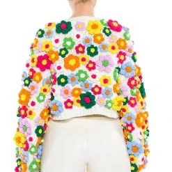 MOTHER NATURE FLOWER DETAIL CARDIGAN -helmut shop mother nature flower detail cardigan multi 9 9 c1