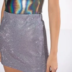 MOVE ALL NIGHT RHINESTONE MINI SKIRT -helmut shop move all night rhinestone mini skirt silver 8 8 c1 c1 c1 c1 c1