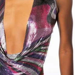 MOVE YOUR BODY HIGH SHINE CHAINMAIL TOP -helmut shop move your body chainmail top multi 6 6 c1