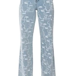 MULTIPLE FACES HIGH WAISTED STRAIGHT JEANS -helmut shop multiple faces high waisted straight jeans light blue denim 5 5