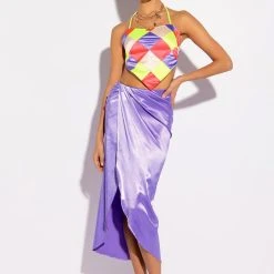 MULTITUDE PATCHWORK HANDKERCHIEF CROP TOP -helmut shop multitude patchwork handkerchief crop top multi 2 2