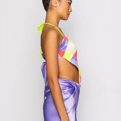 MULTITUDE PATCHWORK HANDKERCHIEF CROP TOP -helmut shop multitude patchwork handkerchief crop top multi 4 4