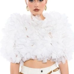 MUST BE DREAMING RUFFLE CROP BLOUSE