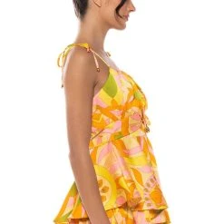 MY OWN STRIDE PATTERNED MINI ROMPER -helmut shop my own stride patterned mini romper yellow multi 3 3