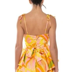 MY OWN STRIDE PATTERNED MINI ROMPER -helmut shop my own stride patterned mini romper yellow multi 4 4