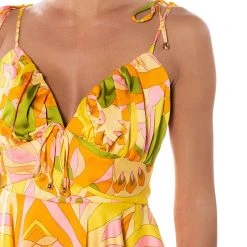 MY OWN STRIDE PATTERNED MINI ROMPER -helmut shop my own stride patterned mini romper yellow multi 5 5